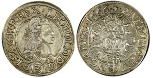 Österreich Ungarn Leopold I Silber 1666 3 Kreuzer vz .getönt KM# 1116 (21 741) - Bild 1 von 3