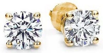 GIA certified I VS2 0.88 carat Round Diamond Stud earrings, 18k yellow gold - Image 1 of 4