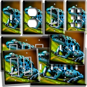 BLUE RAIN FOREST TROPICAL TREE FROG LIGHT SWITCH OUTLET WALL PLATE HOME HD DECOR - Picture 1 of 34