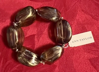 NWT Ann Taylor Bronze Bead Elastic Stretch  Chunky Statement Bracelet New - Image 1 of 4