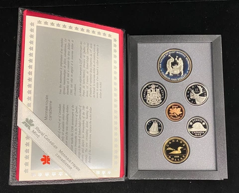 1988 Canada Double Dollar Proof Set Ironworks Silver $1 w/ Box and COA Cover