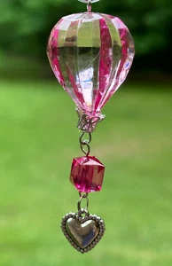 Ganz Heißluftballon Ornament PINK mit HERZ CHARM Kristall Ausdrücke 3 Zoll - Bild 1 von 10