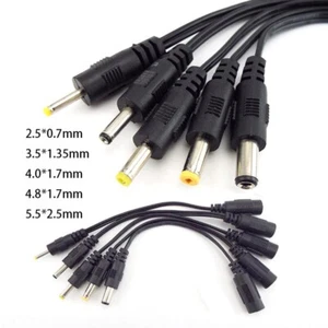 DC female 5.5x2.1mm to Male 3.5mm 4.0mm 2.5mm 4.8mm Plug Connector Power Cable - Picture 1 of 12