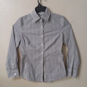 CAbi Hemd mit Knopfleiste Damen Größe S schmal grau weiß gestreift Langarm J671 - Bild 1 von 10