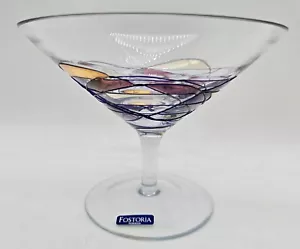 Fostoria Martini Glass Hand Painted Romania Stemware Purple Gold - Picture 1 of 11