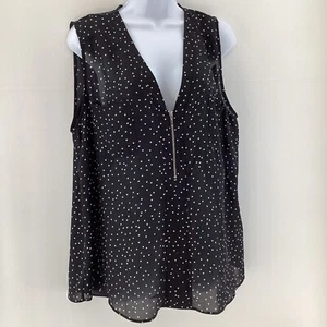George UK 18 Black White Spot Zip Front Sleeveless Blouse Smart Casual - Picture 1 of 7