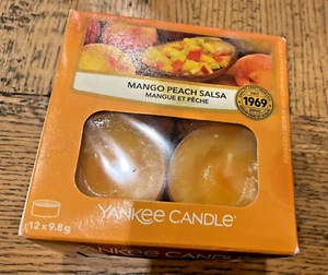 Yankee Candle MANGO PEACH SALSA x 12 TEA LIGHTS Box RARE Retired Citrus Flowers - Picture 1 of 3