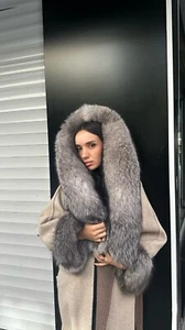 Argentina Fox Fur and Alpaca Women's Winter Coat Real Fox Fur Long Coat Soft - Picture 1 of 7