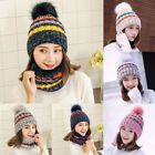 Girls Beanie Cute Winter Warm Beanie Cap Hooded Hats Scarf Suits knitted Caps