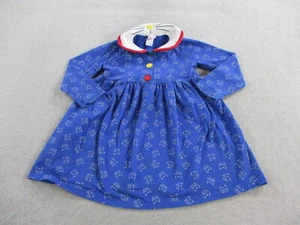 VINTAGE Buster Brown Dress Girls Size 4 Blue Cat Printed Long Sleeve - Picture 1 of 13