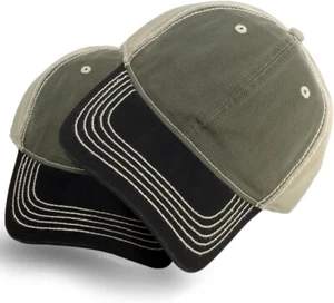2-Pack Garment-Washed Chino Twill Two-Tone Blank Cotton Cap - Picture 1 of 5