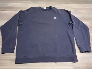 Felpa girocollo Nike vintage blu etichetta swoosh logo ricamato XL sbiadita dal sole - Foto 1 di 7