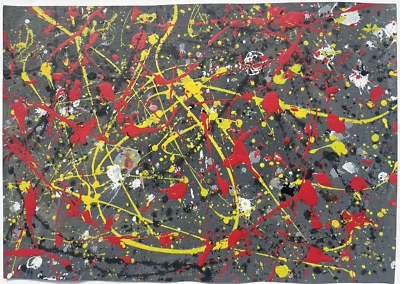 Pintura Original Jackson Pollock Amarillo Rojo Gris Arte Abstracto Expresionista D44 Foto 1 de 4