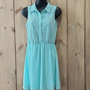 GB Girls sleeveless lace Turquoise Dress XL,fits 10-12, EUC - Picture 1 of 10