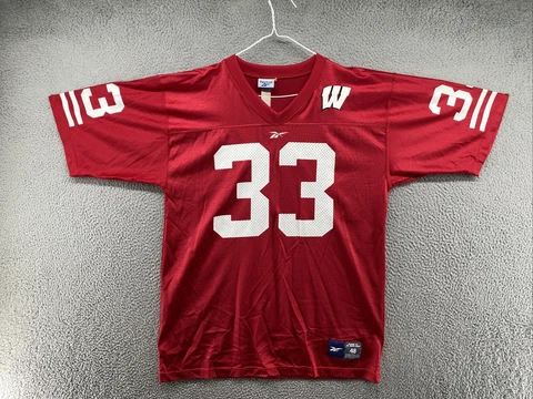 Vintage Reebok Wisconsin Badgers #33 Ron Dayne Football Jersey in Mens SZ L 48 Cover