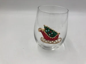Glass 16oz Santa's Sleigh Stemless Wine Glass AA01B02038 - Picture 1 of 7