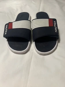 Nautica Benton Size 7 Navy Blue / Red / White Logo Adjustable Men's Sandals - Picture 1 of 6