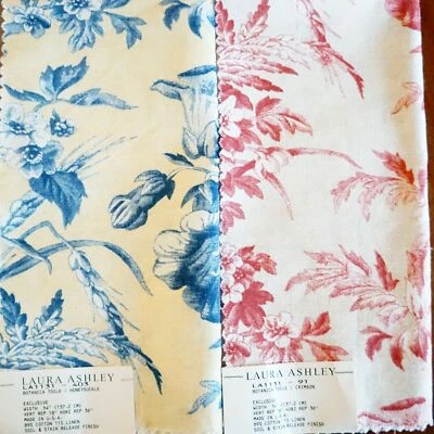 LAURA ASHLEY TOILE SAMPLE FABRICS 2 (25" SQUARE) 89% COTTON 11% LINEN GORGEOUS - Image 1 of 4