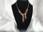 Silver-Tone Statement Necklace With Amber Rhinestones