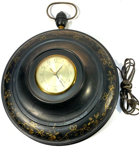 Vintage Aluminum Pocket Watch Wall Clock 13" Diameter - Works! Cover