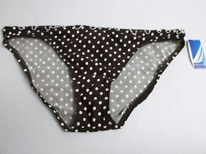 Nautica Size 10 Brown Polka Dot Ruffle New Womens Bikini Bottoms Swimwear - Picture 1 of 3