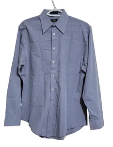 Alfani Men's Medium Blue Stripes Dress Shirt Long Sleeve 15/32-33 Chest Pocket - Picture 1 of 12