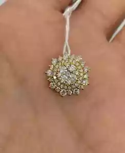 Colgante con dije de girasol de diamantes de corte redondo de 1,50 quilates de oro amarillo sólido de 14 quilates - Imagen 1 de 4
