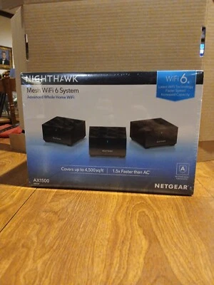 2-Netgear Nighthawk MK6W-100NAS Whole Home Mesh WiFi 6 System AX1500 Router NEW - Image 1 of 2
