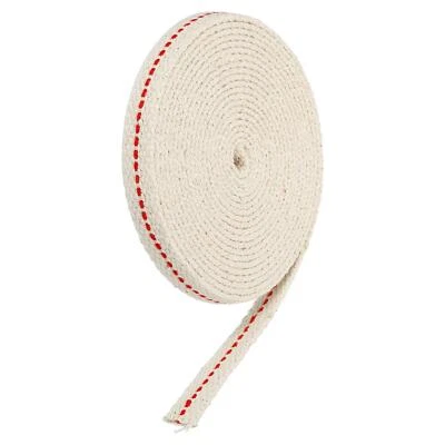 Algodón Aceite Lámpara Mecha 10mm Plano Ancho 3 Metros con Roja Puntada - Imagen 1 de 4