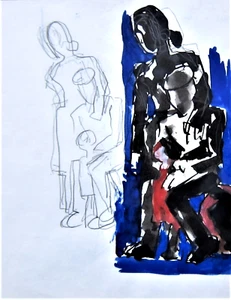 Josef Herman R.A. [1911-2000] - Couple with Child - painting - Picture 1 of 3