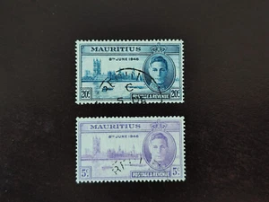 &3756/ Mauritius - 1946 - Mi 215 / 216 - Gestempelt - Bild 1 von 1