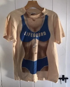Vintage Men’s 80s t shirt with a lifeguard bikini body print Size Large - Picture 1 of 5