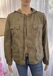 Giacca militare uomo All Son verde taglia M media con cappuccio tasche zip intera - Foto 1 di 9