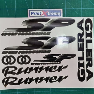 Gilera Runner SP Set adesivi/decalcomanie SP FXR 125 172 180 183 NERO & METALLO DI PISTOLA - Foto 1 di 10