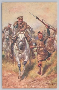 Charge of St Quentin 1914, Scots Greys & Highlanders, Tuck Oilette Harry Payne - Picture 1 of 2