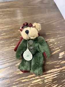 Boyds Bear Arinna Green & Red Christmas Angel Wing Jointed Plush Teddy Bear 5.5” - Picture 1 of 3