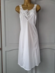Vintage DAMEN-SLIP WEISS SEIDIG NYLON GRÖSSE 18 - Bild 1 von 13