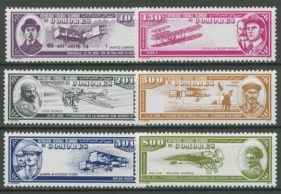Komoren 1988 Pioniere der Luftfahrt Wright Blériot Garros 848/53 postfrisch - Изображение 1 из 1