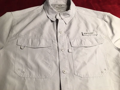 REALTREE Fishing Shirt Men's L Gray Vented Pockets Button Up Short Sleeve - Image 1 of 4