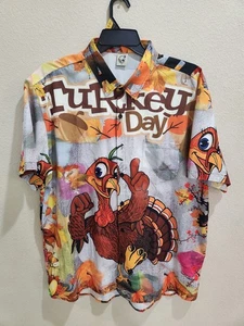 Hardaddy Button Up Shirt Thanksgiving Day, Turke Day Short Sleeve Men Sz XL - Picture 1 of 5