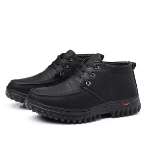Scarpe eleganti casual da uomo in pelle fatte dall'uomo calde invernali escursionismo scarpe peluche - Foto 1 di 15