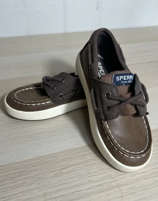 Sperry Top-Sider Boys Cruise Boat Jr Shoes Toddler Size 9.5M Brown Hook and Loop - Image 1 of 4