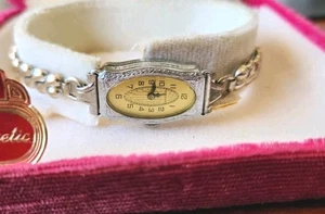 Vintage Bulova Art Deco 15 Jewels Hand Wind Wrist Watch Silver Tone With Box - Picture 1 of 13