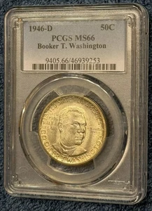 1946 D Booker T. Washington 50c PCGS MS66 Commemorative Half Dollar - Picture 1 of 4