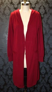 Cárdigan Redberry Moda Rojo con Capucha Mezcla de Lana Longline Acogedor Tejido Bolsillos M/L - Imagen 1 de 8