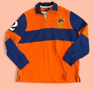 VTG Ralph Lauren Rugby LS Blu/Org Embroidered 2 Sz XL Shirt Preppy RACK - Picture 1 of 9