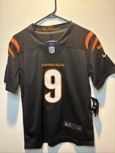 New!YOUTH Large (12-15) Cincinnati Bengals Joe Burrow #9 Black Stitched Jersey - Picture 1 of 4