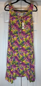 Kaktus Summer Sleeveless Midi Sundress Yellow Floral Gauze Crinkle Pockets Loose - Picture 1 of 18