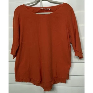 Soft Surroundings 3/4 Sleeve Coral Scallop Hem Womens Marique Tunic Top-Size S - Picture 1 of 7
