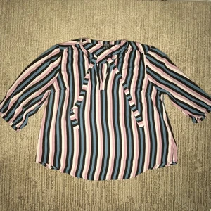 Torrid Size 3 Women Blouse Long Sleeve Stripes Casual Summer Purple - Picture 1 of 11